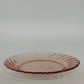 Fortecrisa Pink Swirl Ribbed Glass Salad Plate 7” MCM Tableware Mexico Vintage