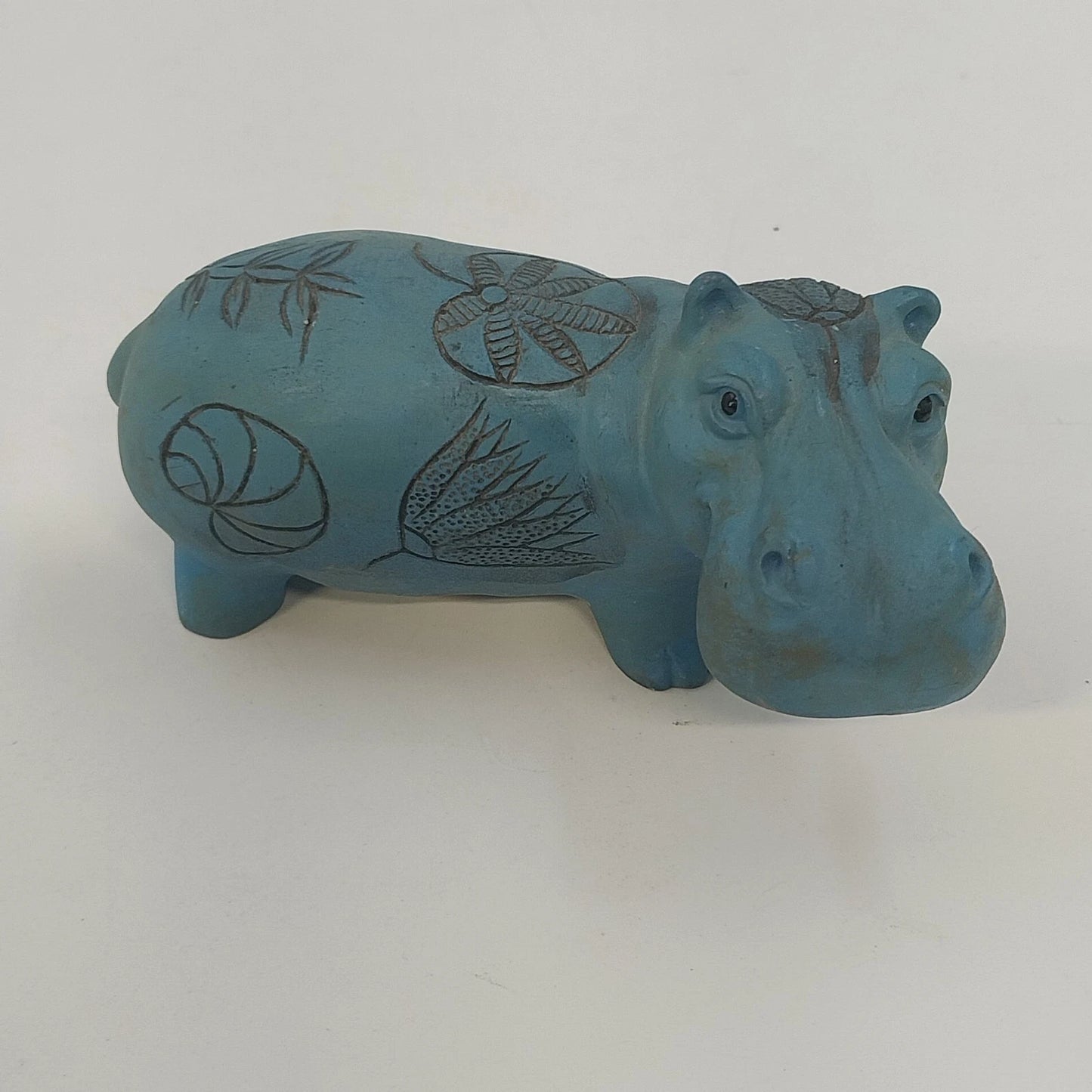 Berlin Design Blue Hippopotamus Pottery Figurine Egyptian Art William Hippo 4"