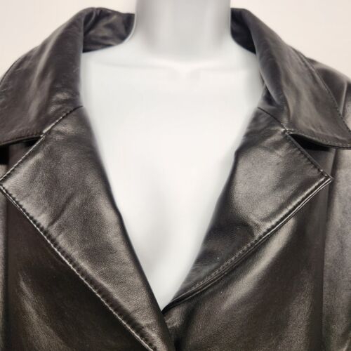 Charles Klein Woman's Black Button Up Jacket Size 24W 100% Genuine Leather