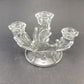 Fostoria Navarre Glass Triple Candle Holder Crystal Clear Base Art Deco Style