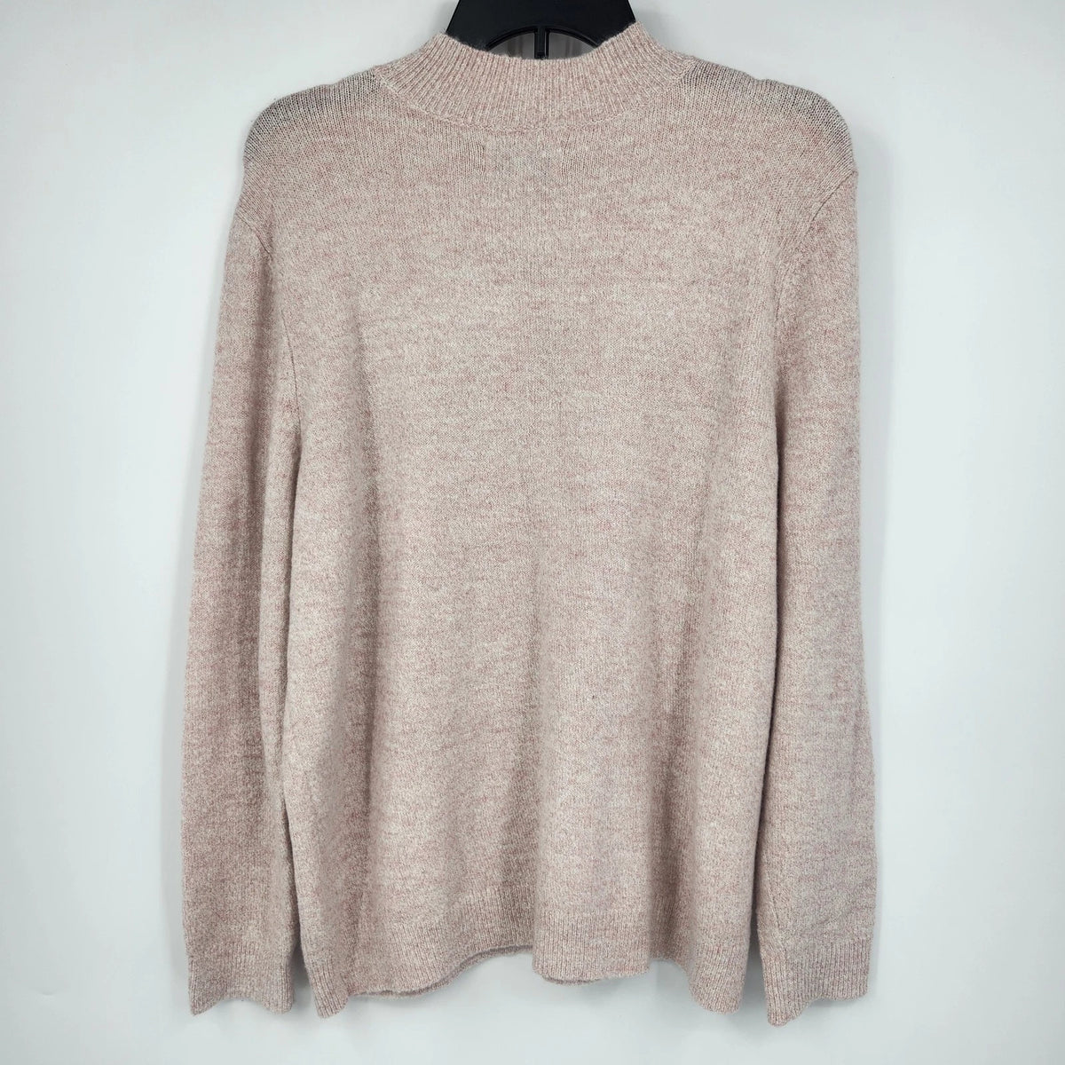 ELLE Women's XL Pink Metallic Knit Sweater Rhinestone Floral Crew Neck