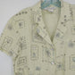 John Paul Richard Linen Shirt Dress Green Floral Button Front Medium