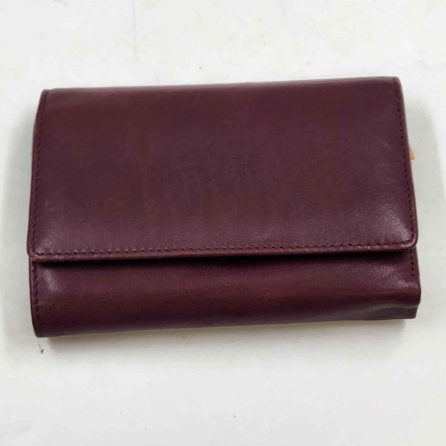 Rolfs Women's Genuine Brown Leather Tri-Fold Wallet Organizer Card Fold-Out Vtg