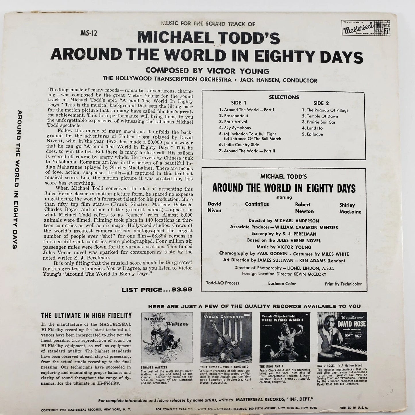 Around The World In 80 Days Soundtrack LP Victor Young 1957 Masterseal HiFi Viny