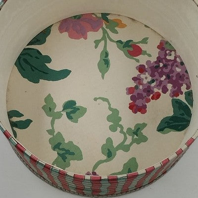 Jan Sevadjian Sewing Hat Box Basket Padded Cord Handle Fabric Covered 10" 1980s
