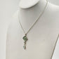 Avon Silver Tone Chain Opaque Green Gemstone Pendant 10" Necklace Lobster Clasp