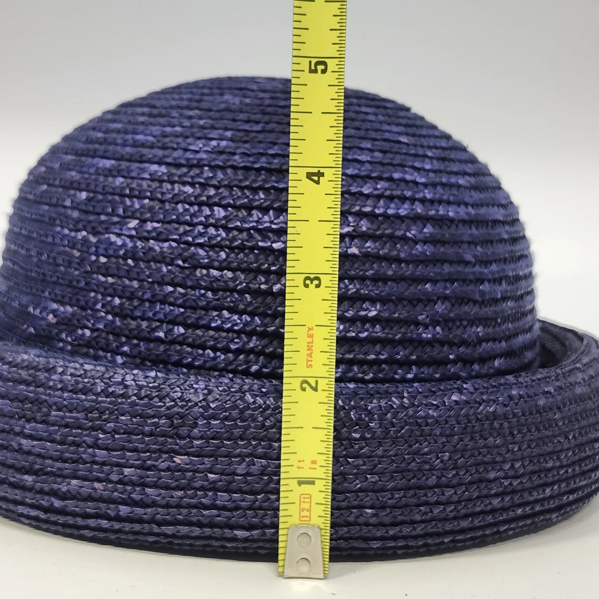 Purple Straw Bowler Cloche Hat Women's One Size Rolled Brim Summer Sun Hat