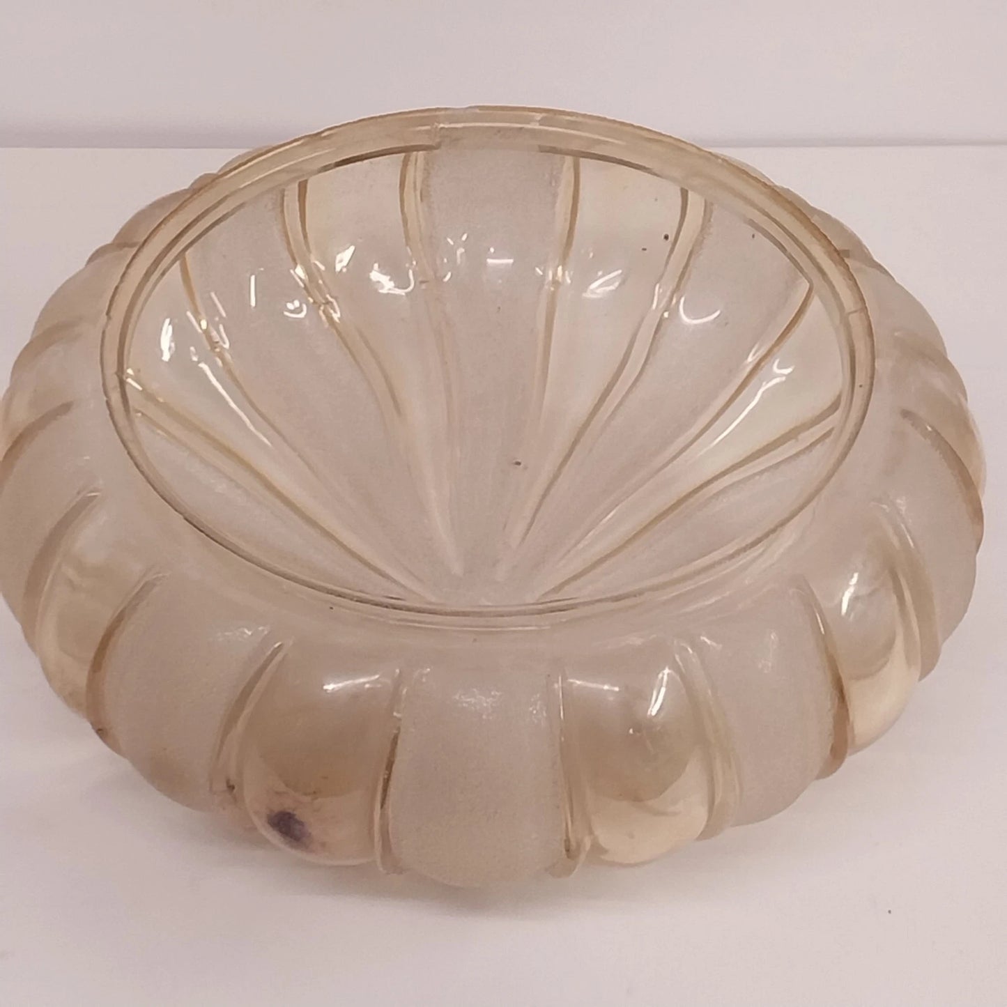 Amber Glass Ceiling Light Shade 12" Ribbed Pumpkin Flush Mount 9" Fitter Vintage
