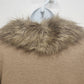 New York & Company Tan Cardigan Faux Fur Collar Size Medium