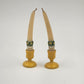 2 pc Erzgebirge Wood Miniature Candle Holders Tapers Yellow West Germany 5"