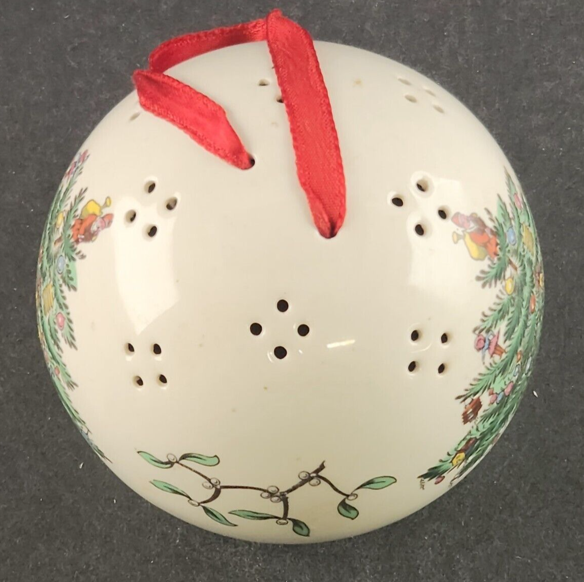 Spode Porcelain Christmas Pomander Ball Ornament Potpourri Vintage England 3.25"