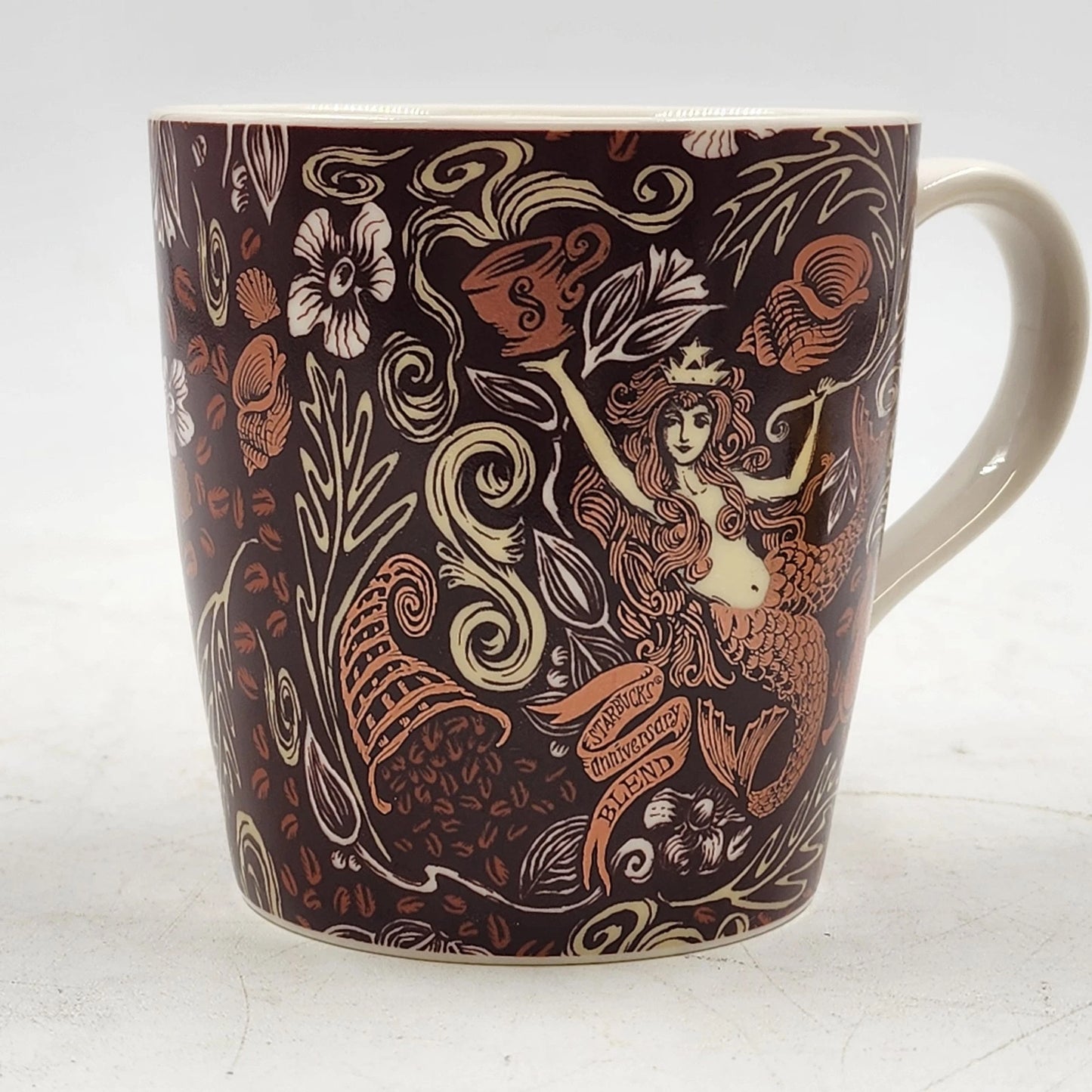 Starbucks 2008 Anniversary Blend Siren Mermaid Mug Split Tail Coffee Cup 12 oz
