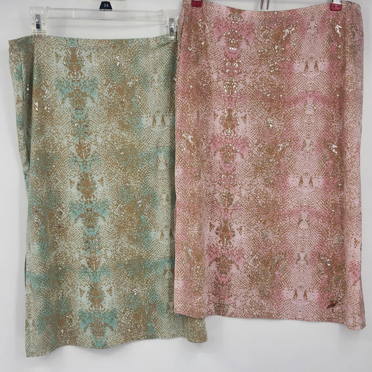 Steps Women's Large Lot 2 Stretch Fit Pencil Skirts Faux Snakeskin Printed USA