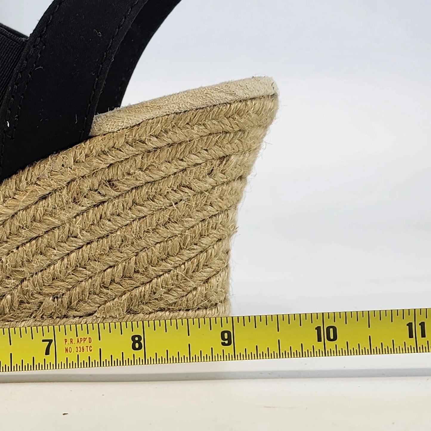 Studio Works St Martin Black Sandals 3.5" Straw Heel Women 9M Tan Insole w Box