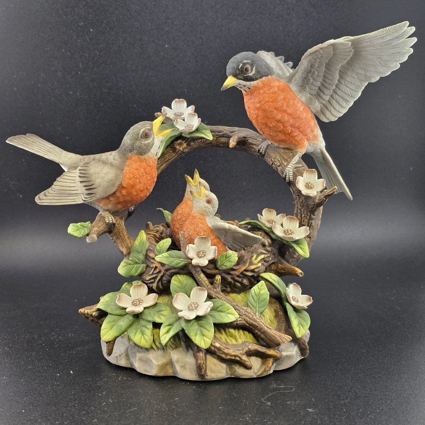 Robin Family San Francisco Music Box Porcelain Vtg OH WHAT A BEAUTIFUL MORNING