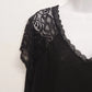 Torrid Women's Black Blouse Top Size 0 Plus Floral Lace Cap V-Neck Short Sleeve
