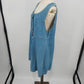 Cherokee Denim Mini Dress L Button Front Sleeveless Skater Blue