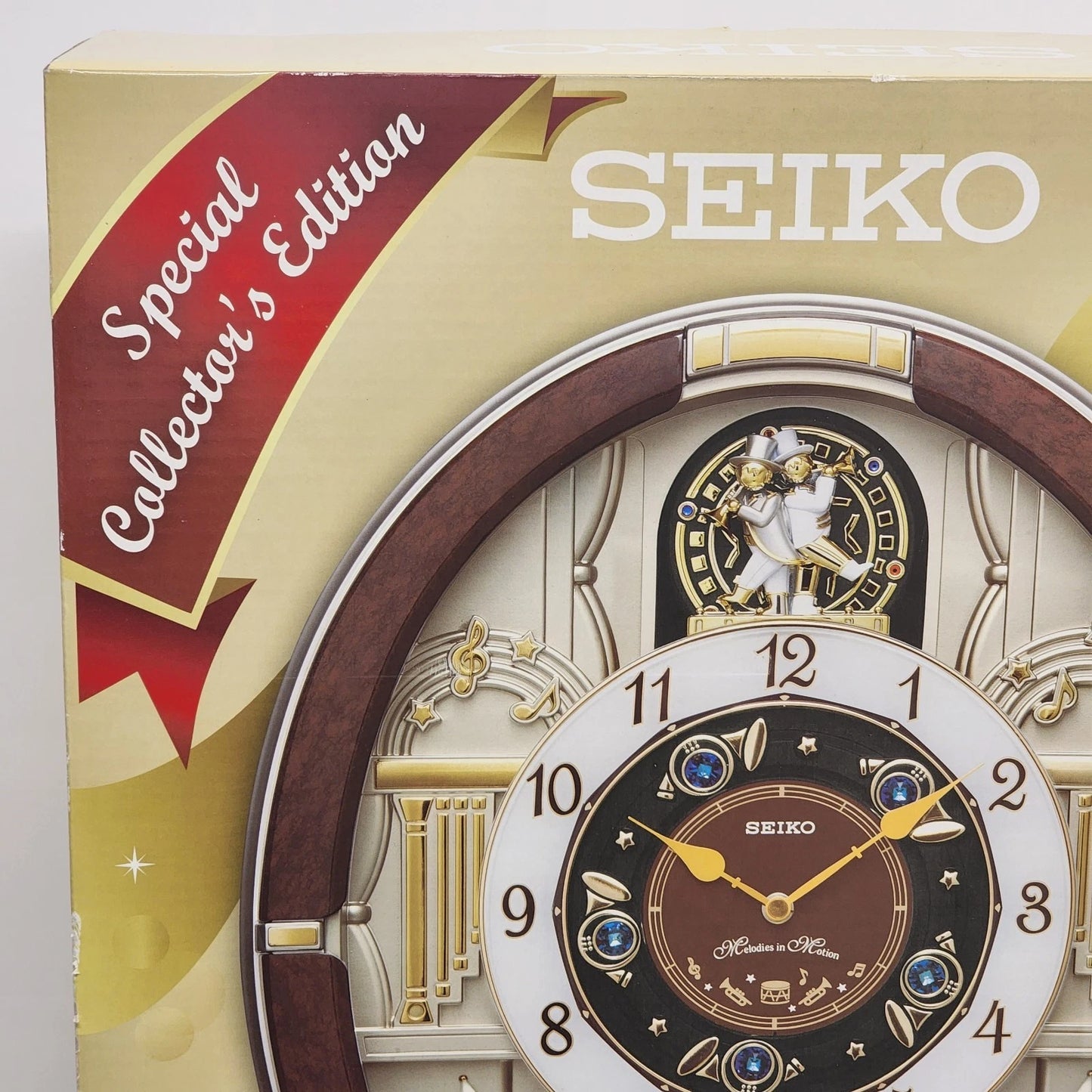Seiko Swarovski Wall Clock NIB Golden Trumpet 18 Melodies Special Collector’s Ed
