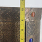Hammered Brass Over Wood Cylinder Container Medieval Design 8.5"d x 10.25"h