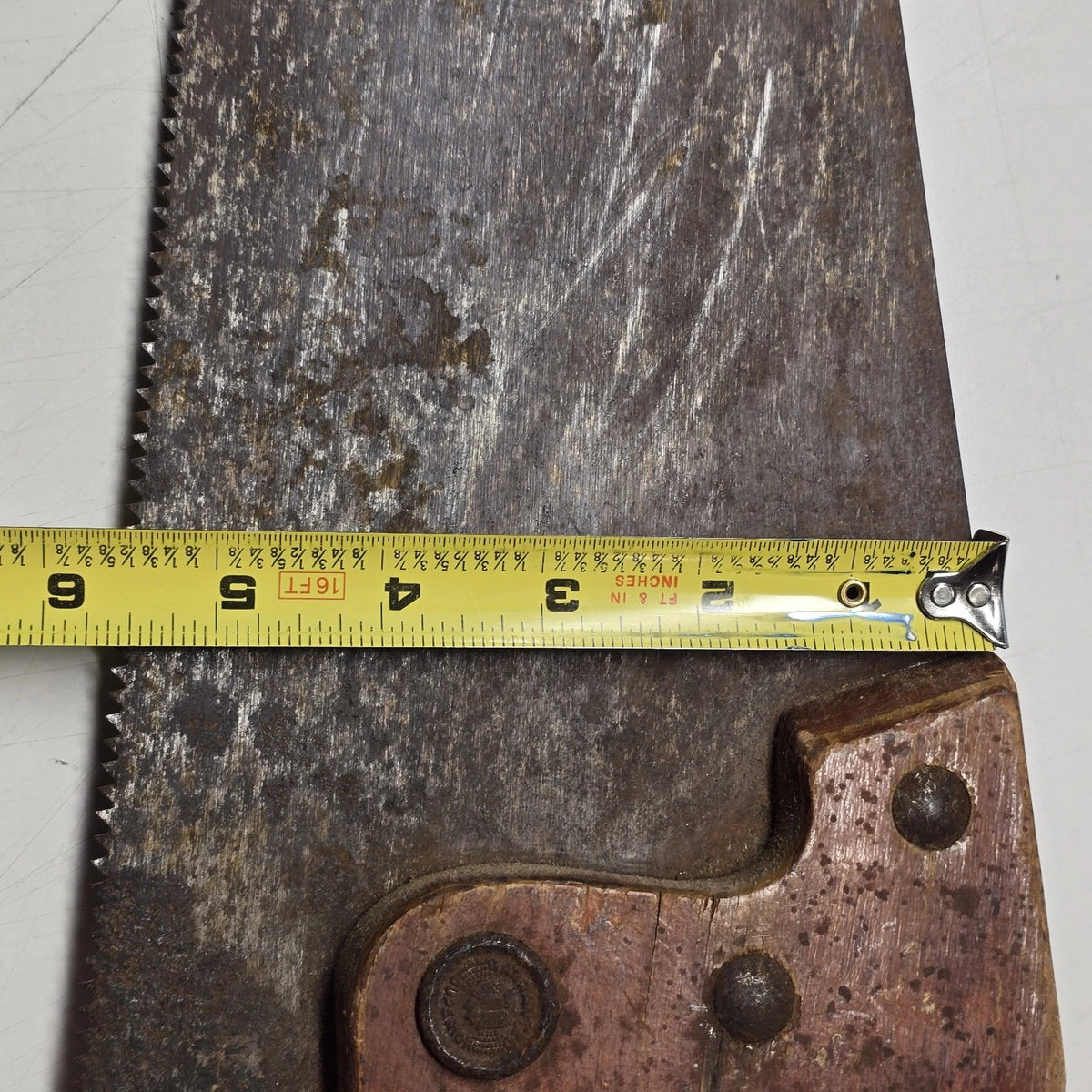 Warranted Superior 26" Crosscut Hand Saw Eagle Medallion Wood Handle Vintage