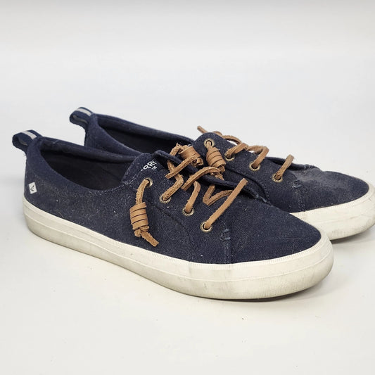 Sperry Crest Vibe Top Sider Navy Blue Canvas Sneakers Women's 7.5 Memory Foam