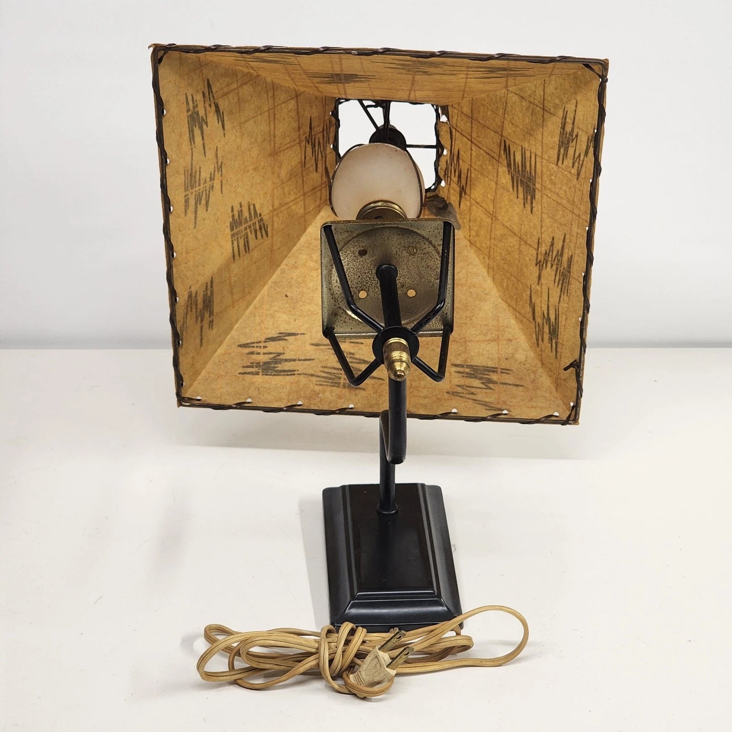 Wall Sconce Fiberglass Lamp Atomic Shade Plug-In Trapezoid 13" 1950's Light MCM