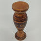 Hand Crafted Wooden Bud Vase Brown Carved Detailed Inlay Folk Art 6.9" Vintage