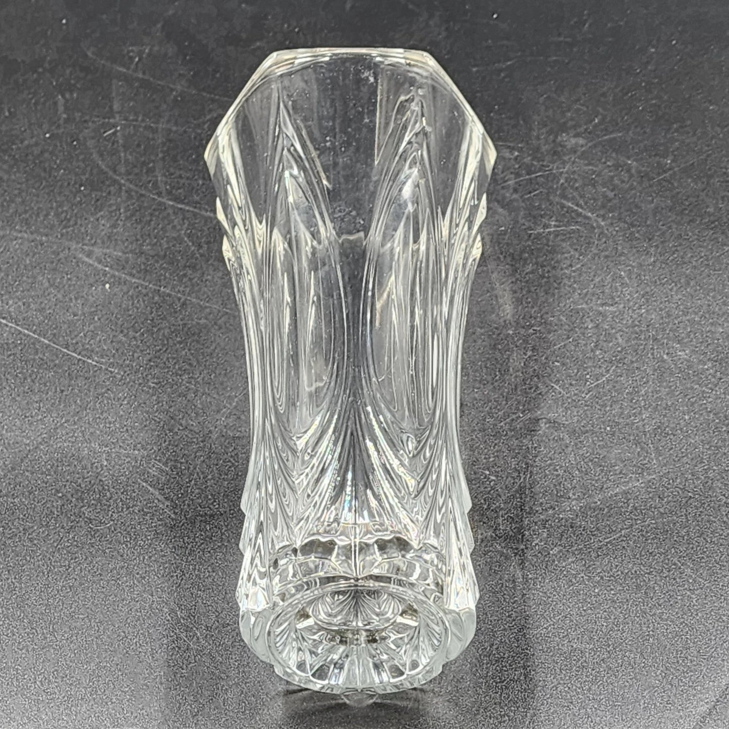 Lead Crystal Clear Glass Vase Cristal d’Arques-Durand Chatelet 9.5” 6-Sided Top