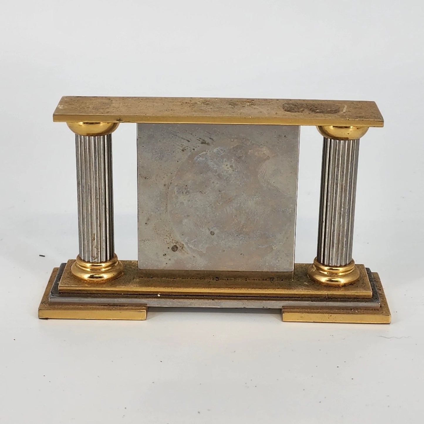 Regency Quartz Desk Mantel Clock Two Tone Gold Silver 5" Long Repair/Parts Only