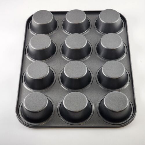 2 Cupcake Muffin Pans 12 Standard Cups Each Mold Tray Baking Non-Stick Bakeware