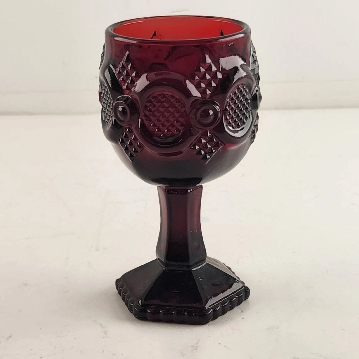 Avon Cape Cod Ruby Red Glass Tea Light Candle Holder Boxed