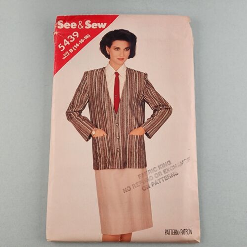 Butterick See & Sew 5439 Vintage Misses Jacket & Skirt Sewing Pattern Uncut 8-18