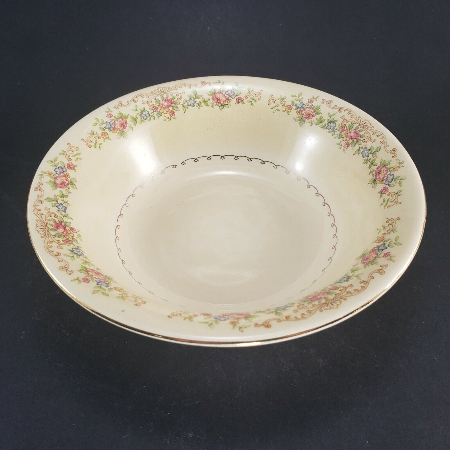 Paden City Marlene Lace Vegetable Bowl 8 Inch Vintage Crazed