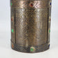 Hammered Brass Over Wood Cylinder Container Medieval Design 8.5"d x 10.25"h