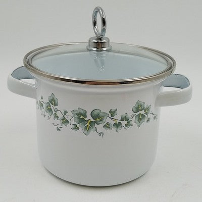 Corelle Coordinates Lincoware Callaway Enamel Mini Stock Pot 8qt & Glass Lid 5"