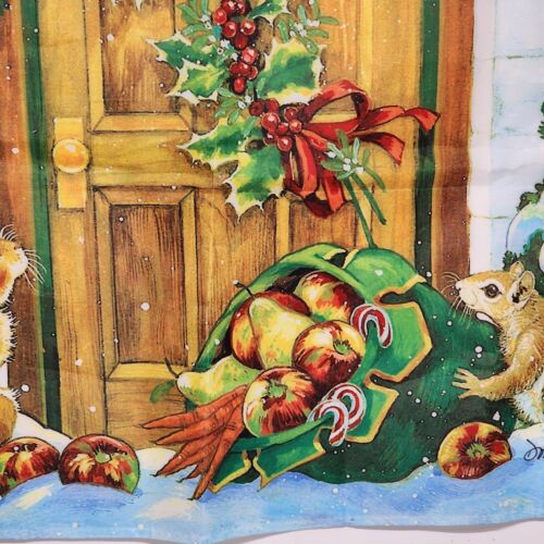 Winter Cottage House Flag Briarwood Lane by Donna Race 28" x 40" Vintage