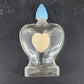 Blue Waltz Perfume Bottle Heart Glass Blue Lid Empty Vanity Collectible Vtg