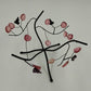 Black Metal Pink Leaf Flower Serving Bowl Stand Display Vintage 1990s 5.25"