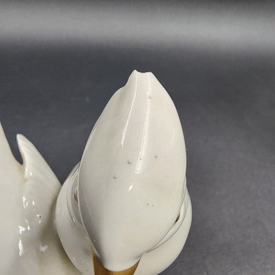 Bavaria White Porcelain Two Birds on Branch Figure by Gerold Co Tettau Gold Trim