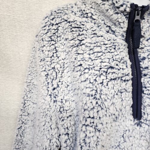 Serra Lady Sherpa Quarter Zip Pullover Coat NWT Large Muffler Pocket Blue Frost
