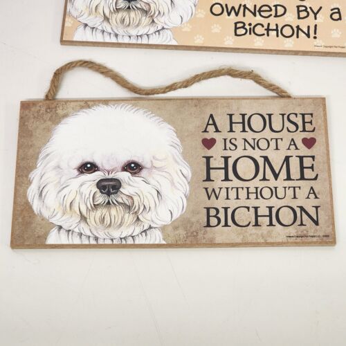 5 pc Bichon Wall Art Sign Love Spoiled Wooden Made USA Pet Project 10" Welcome