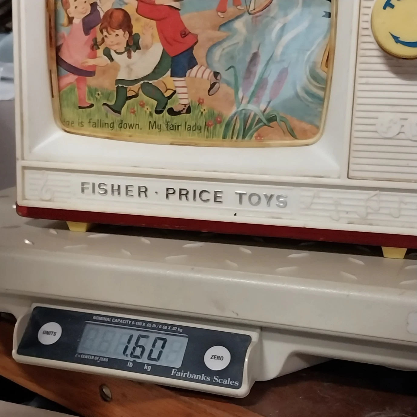 Fisher Price Giant Screen Music Box TV Toy 1966 Vintage Works Collectible 2 Tune