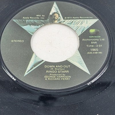 Ringo Starr Photograph/Down and Out 7" 45 RPM Vinyl Record 1973 Apple 1865