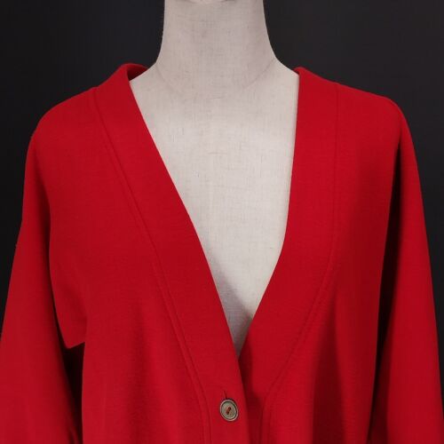 Lauren Brooke Red V Neck Button Sweatshirt Long Sleeve Pockets Woman's Small