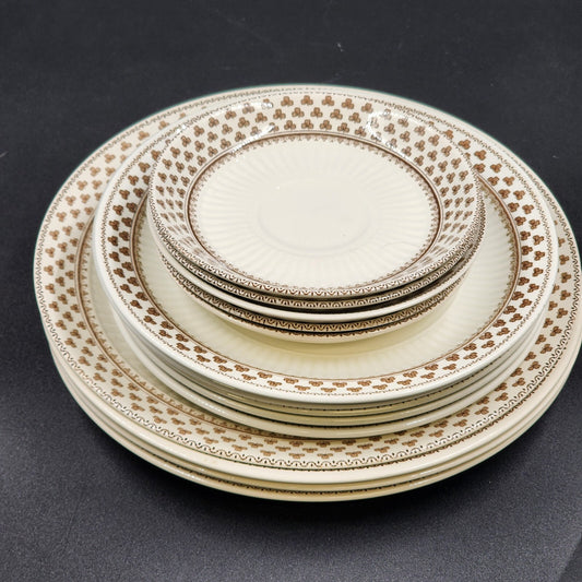Adams Sharon Real English Ironstone Dinner Salad Saucer Plate White w Shamrock