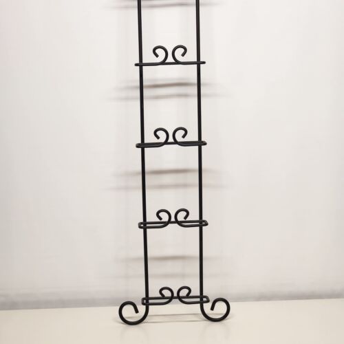 Black Steel Bar Plate Rack Wall Mount Kitchen Vertical Holds 6 Plates 51" Tall