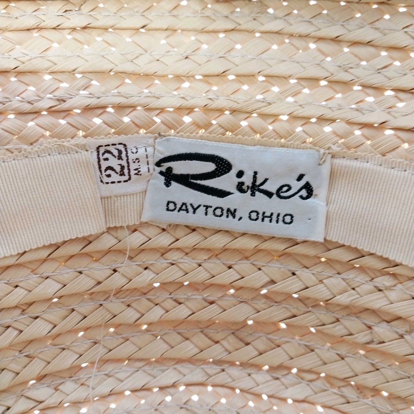 Rike's Natural Straw Summer Sun Bucket Hat Crochet with Natural Lined Ribbon Bow