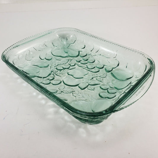 Libbey Orchard Fruit Green Embossed 9" X 12" Rectangle Baking Pan Casserole Dish