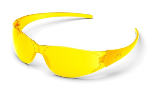 Amber lens safety glasses with frame and bayonet temple arms