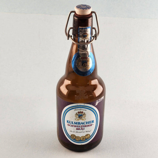 Kulmbacher Schweizerhof Brau Glass Beer Bottle Empty w Lightning Cap Vintage